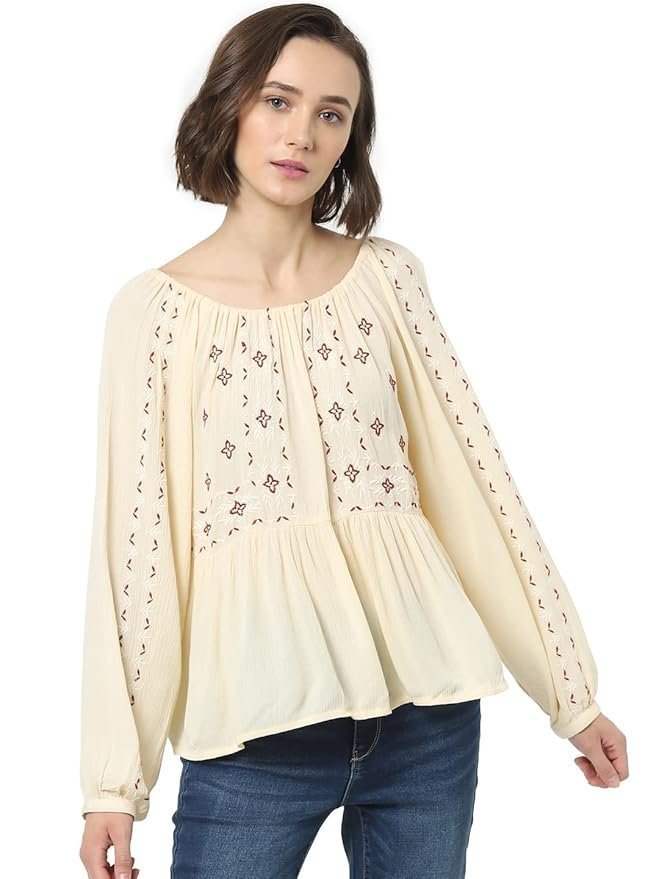 ONLY Women's Rayon Blend Regular Fit Top