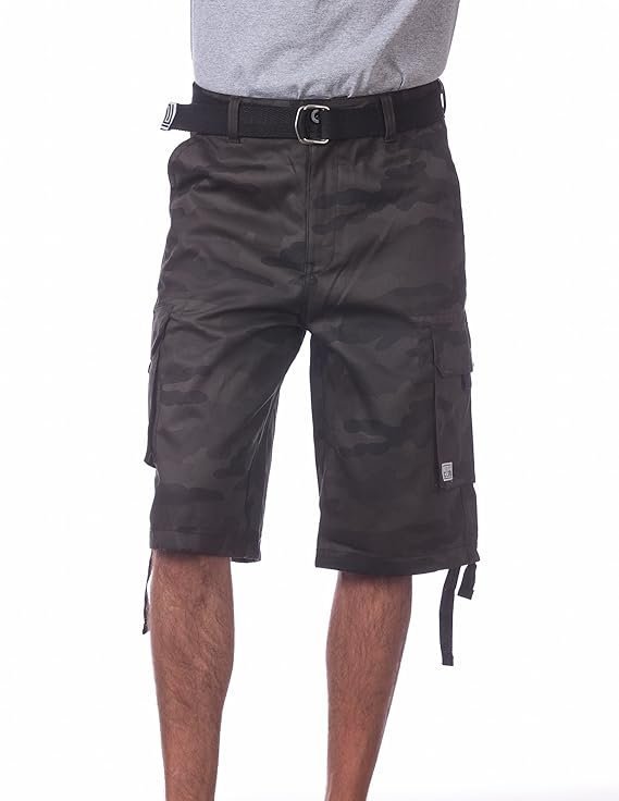 Club Men's Cotton Twill Cargo Shorts With Belt Camo