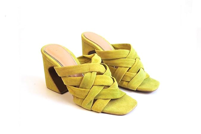 Heel Your Sole Wolly Lime Green Suede Leather Heels
