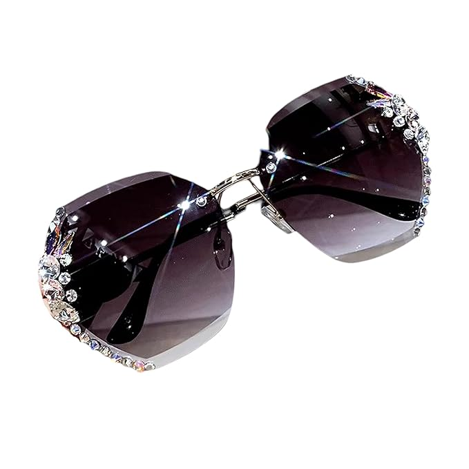 Dervin Sunglasses for Women – UV400 Protection, Rimless Flower Diamond-Cut Lens, Trendy Driving Shades for Women (Oversized) - Image 6