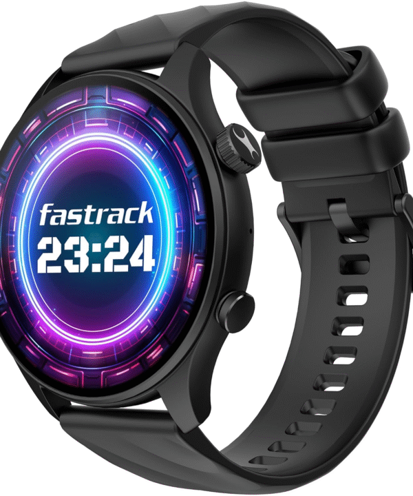 Fastrack Vivid Pro Smart Watch|1.43" AMOLED Display with 466 x 466 Pixel Resolution | Functional Crown| SingleSync BT Calling|100+ Sports Modes & Watchfaces|AI Voice Assistant|in-Built Games