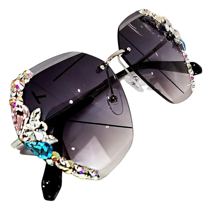 Dervin Sunglasses for Women – UV400 Protection, Rimless Flower Diamond-Cut Lens, Trendy Driving Shades for Women (Oversized) - Image 5