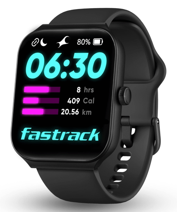 Fastrack Limitless FS1 Smart Watch|Biggest 1.95" Horizon Curve Display|SingleSync BT Calling v5.3|Built-in Alexa|Upto 5 Day Battery|ATS Chipset with Zero Lag|100+ Sports Modes|150+ Watchfaces,Black