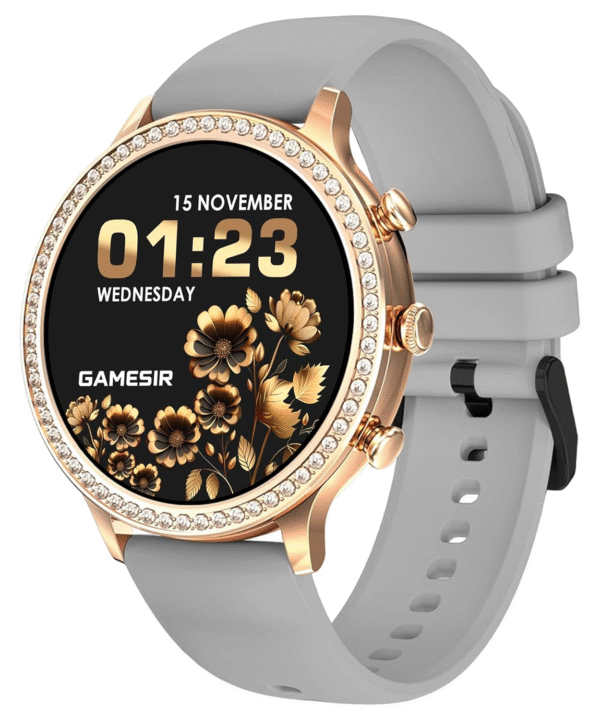 GameSir Genquella Premium Smartwatch for Women & Girls, Bluetooth Calling, 1.69” AMOLED HD Display, 100+ Fitness Modes, SPO₂ & Sleep Monitor, Custom Watch Faces, IP68 Waterproof, Stylish Design(Grey)