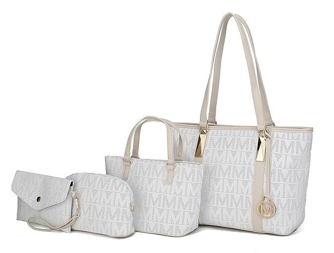 MKF Collection Tote Bag for Women, Shoulder Handbag & Wristlet Pouch Purse Top Handle Vegan Leather 4Pcs Set Pocketbook