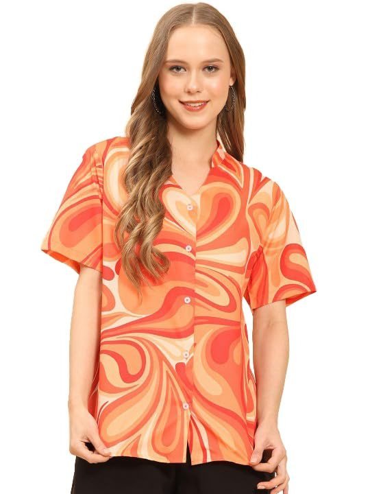 Queen Women's Printed Straight Mandarin Neck Shirt for Women's | Tops for Woman Shirts | Shirt for Women Stylish Western