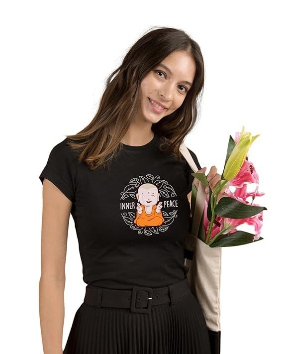 Women's Graphic Printed 100% Cotton T-Shirt - Slim Fit, Round Neck, Half Sleeves